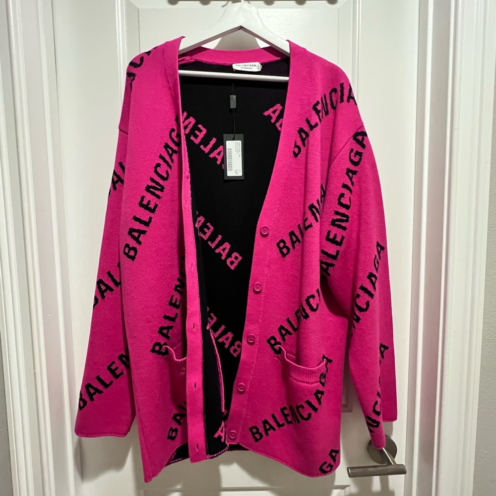 BALENCIAGA Pink
LOGO COTTON BLEND KNIT CARDIGAN